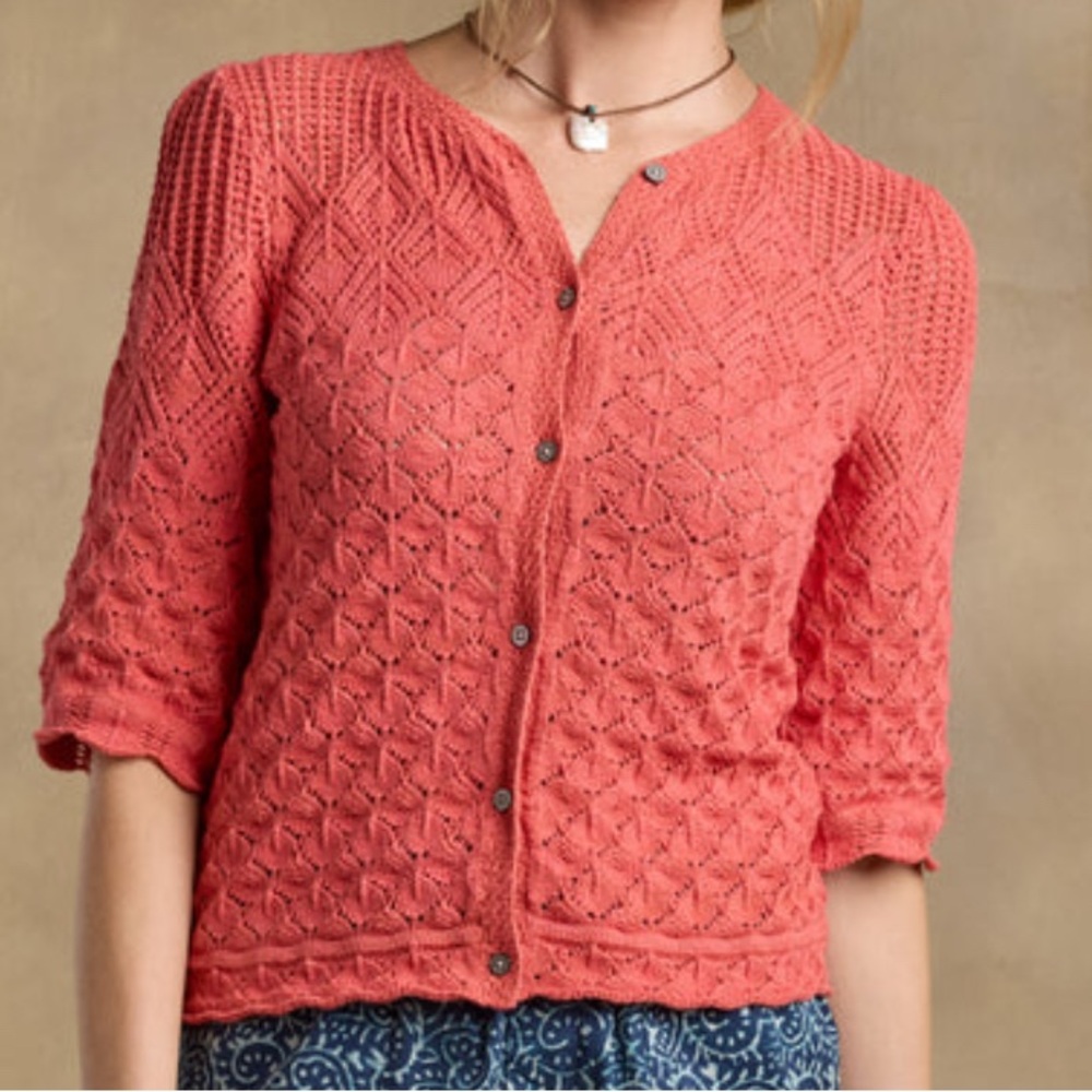 Sundance Short Sleeve Jocelyn Cardigan in Spiced Coral Size Small New NWT